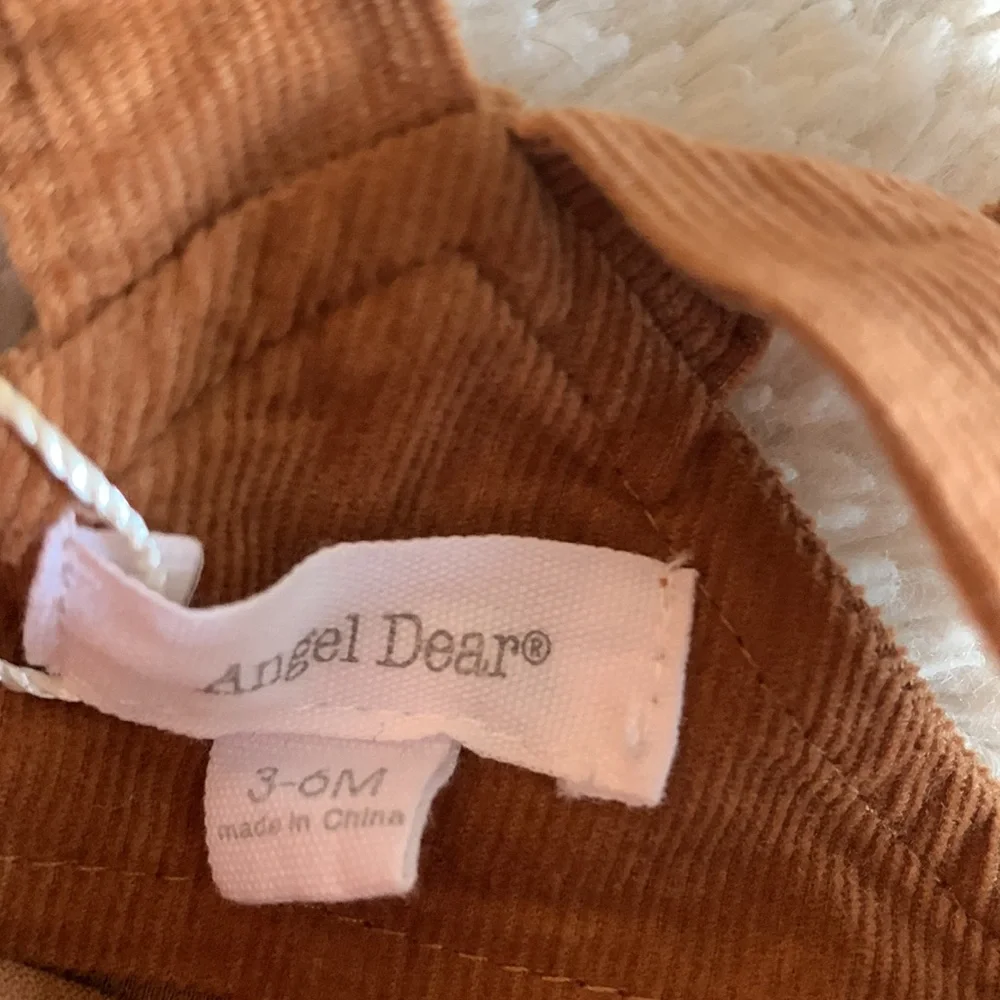 NWT Angel Dear Brown Corduroy Ruffle Bib Overalls 3-6M